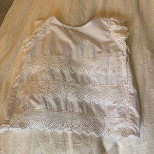 The Beaufort Bonnet Company White Eyelet Girls Blouse with Button Back size 6